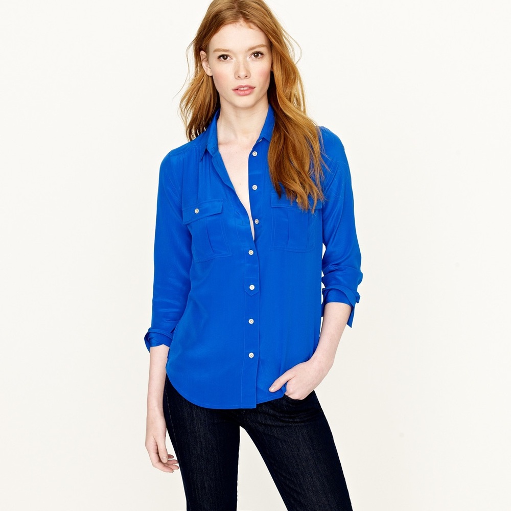 J. Crew Women's Blue Button Down Shirt